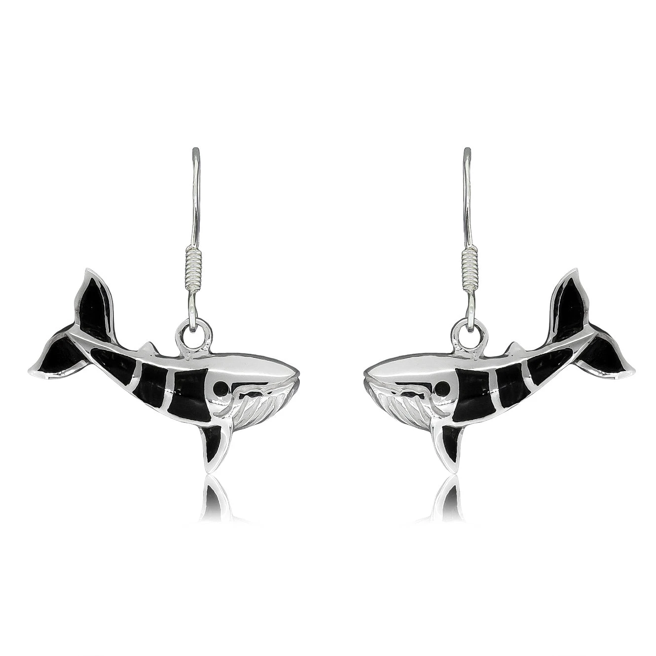 Blue Whale Silver Earrings
